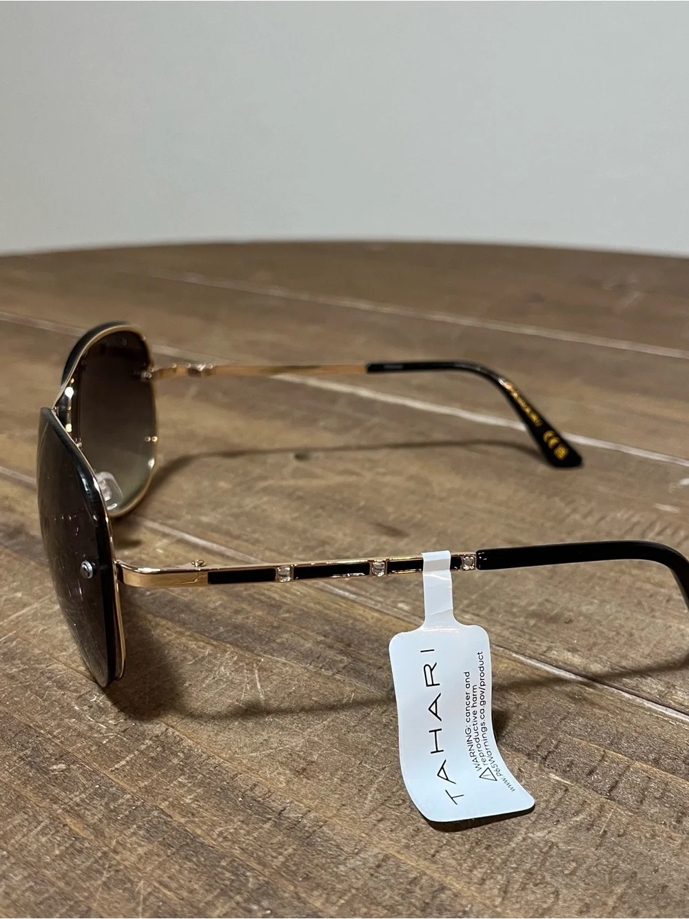 Tahari Gold Frame Black Gradient Aviator Sunglasses for Women